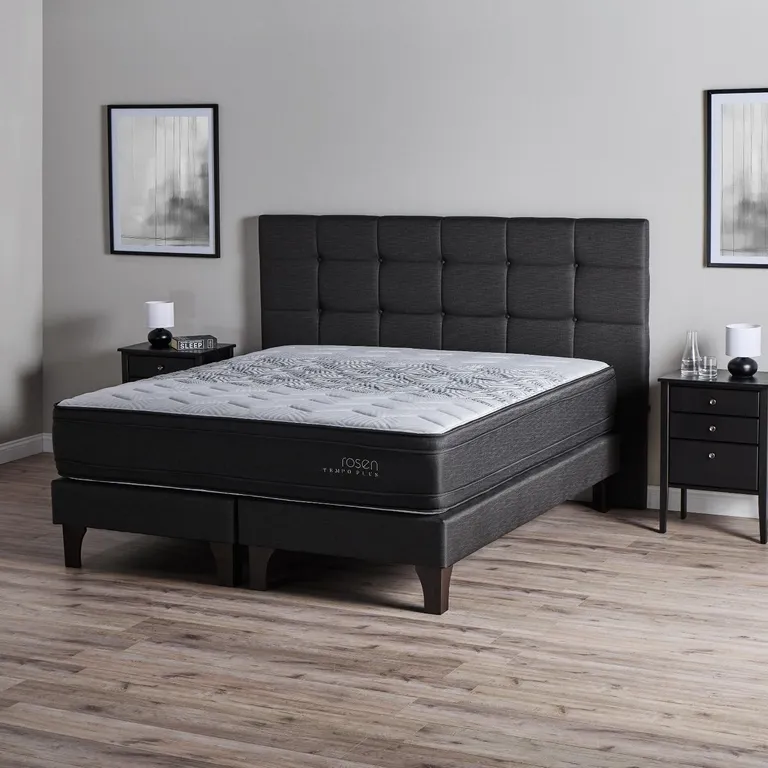 Cama Europea Tempo Plus King x 2.00mt Base Dividida + Respaldo + 2 Veladores