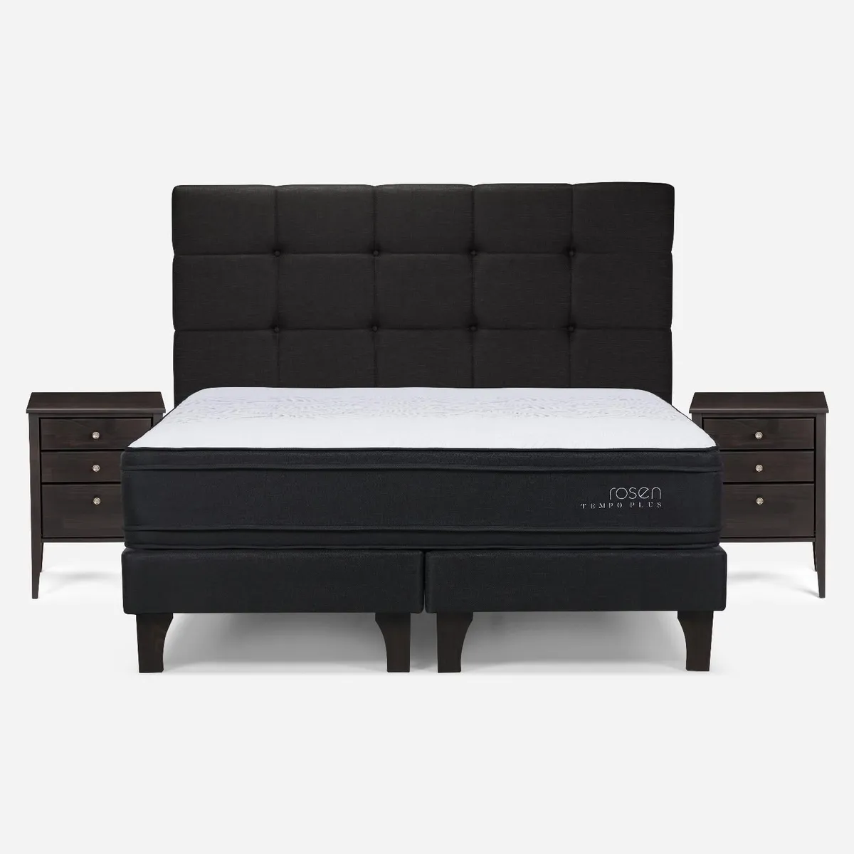 ROSEN - Cama Europea Tempo Plus Super King + Set Muebles Issey Grafito Rosen