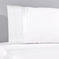 Juego De Sábanas 220 Hilos Hojita Blanca