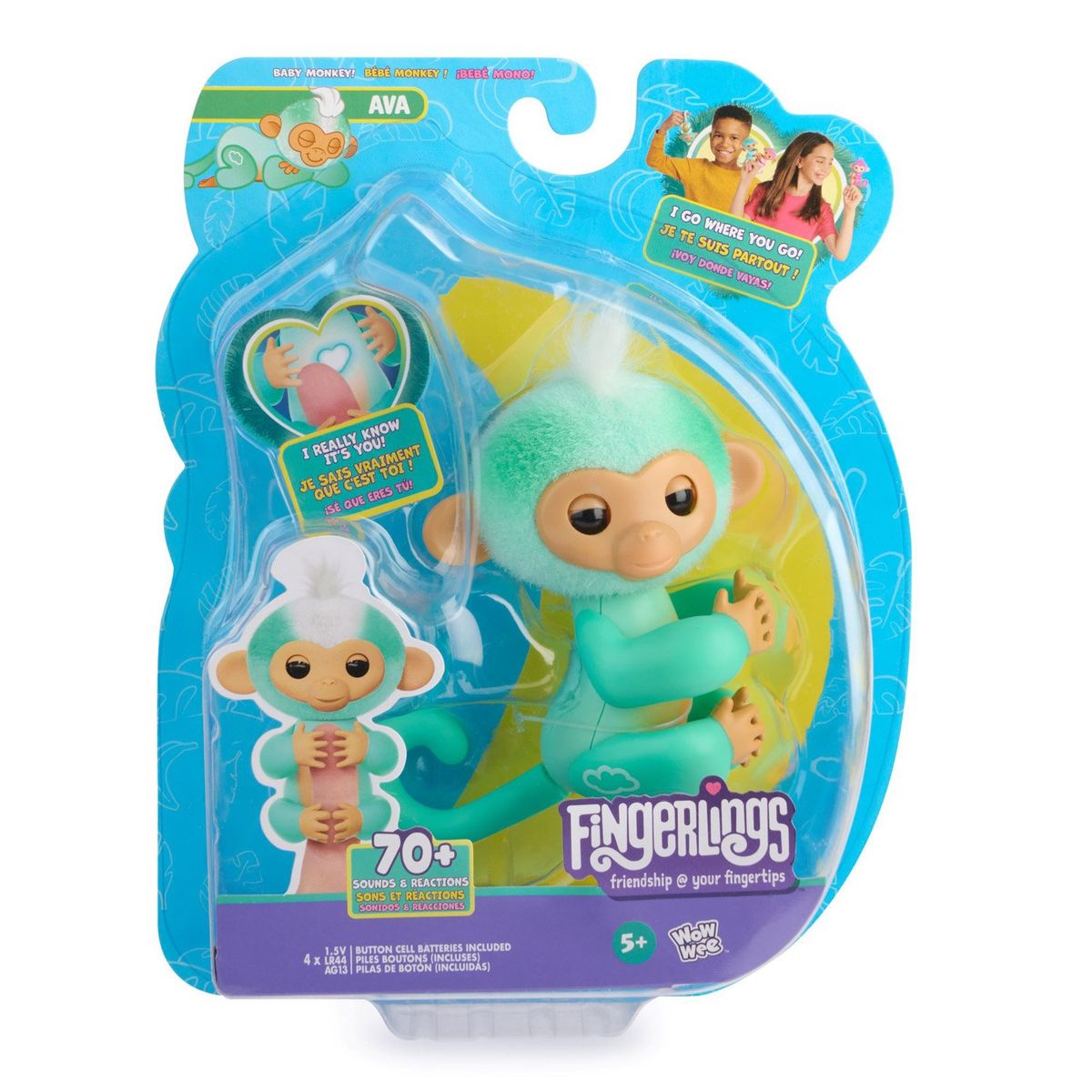 FINGERLINGS - Mono Interactivo 20 Ava Verde Agua Fingerlings