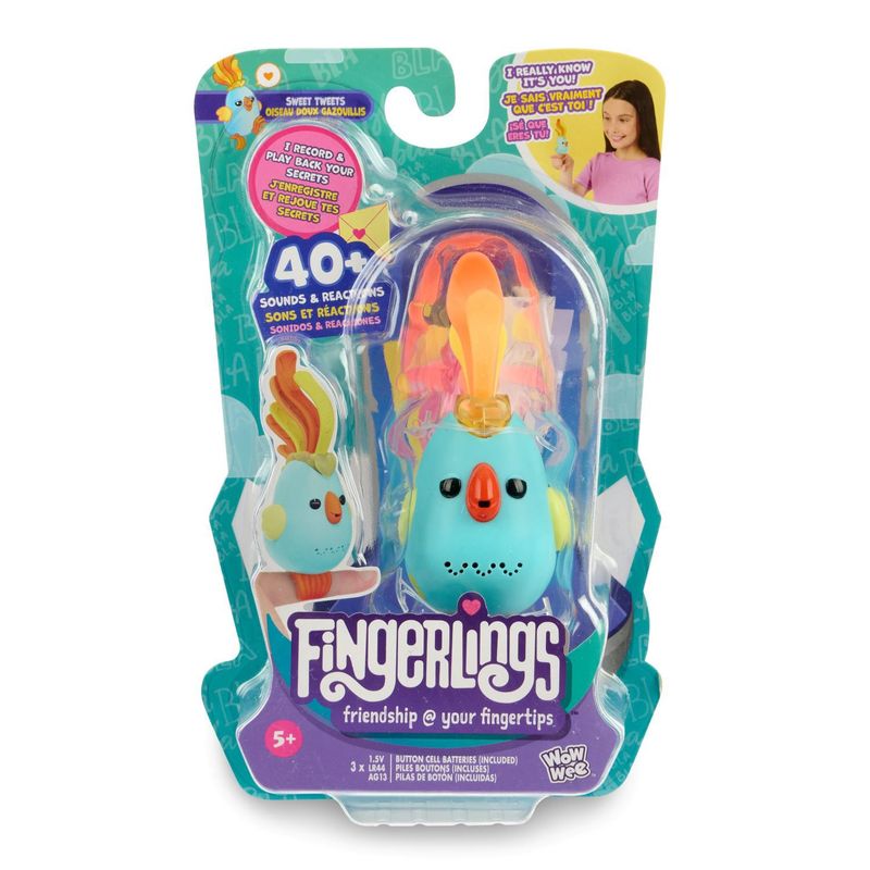 FINGERLINGS - Pajarito Interactivo Celeste Fingerlings