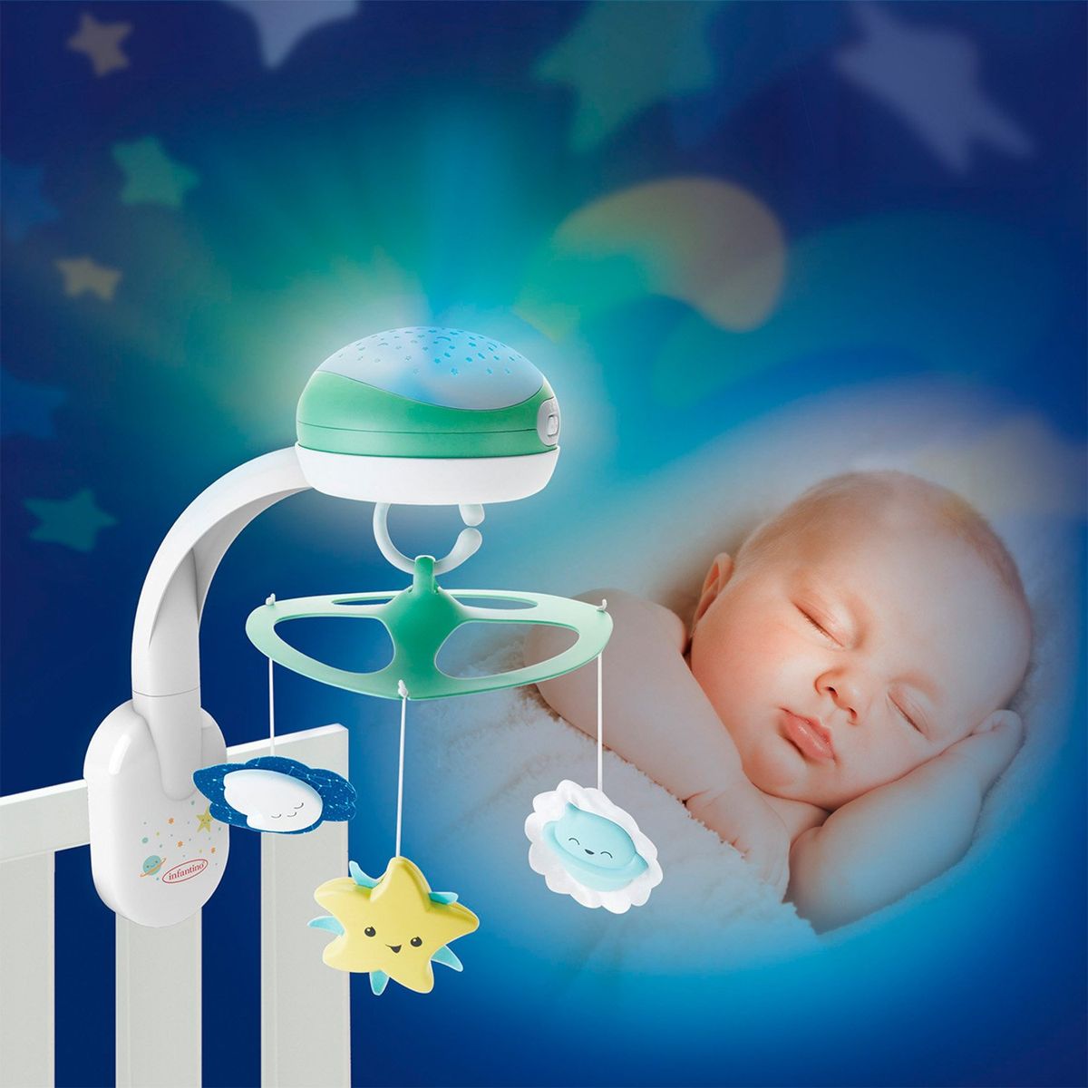 INFANTINO - Móvil Proyector Musical 3 en 1 Verde Infantino