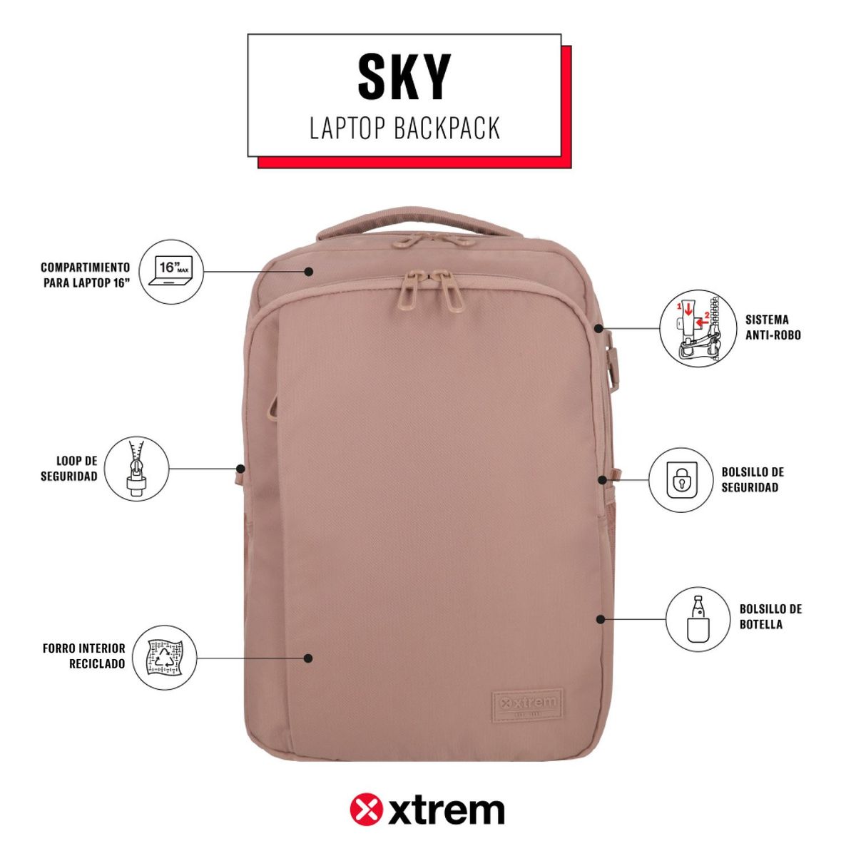 XTREM - Mochila Notebook  Sky 5Xt 16" Xtrem