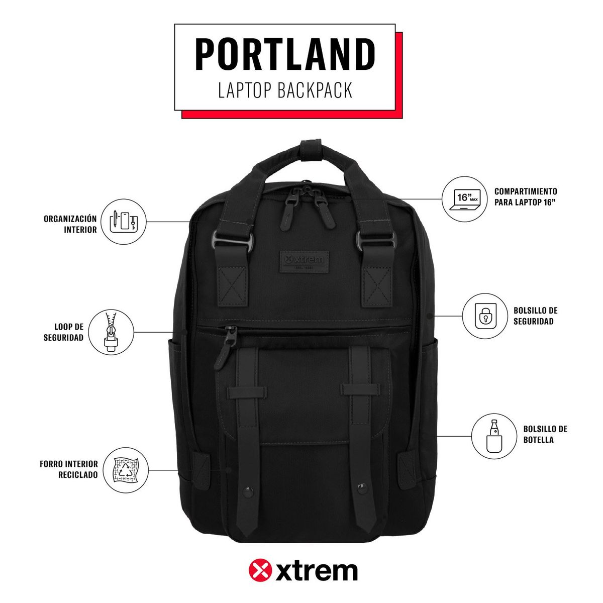 XTREM - Mochila Notebook  Portland 5Xt 16" Xtrem
