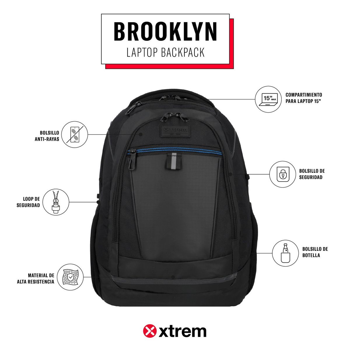 XTREM - Mochila Notebook  Brooklyn 5Xt 15" Xtrem