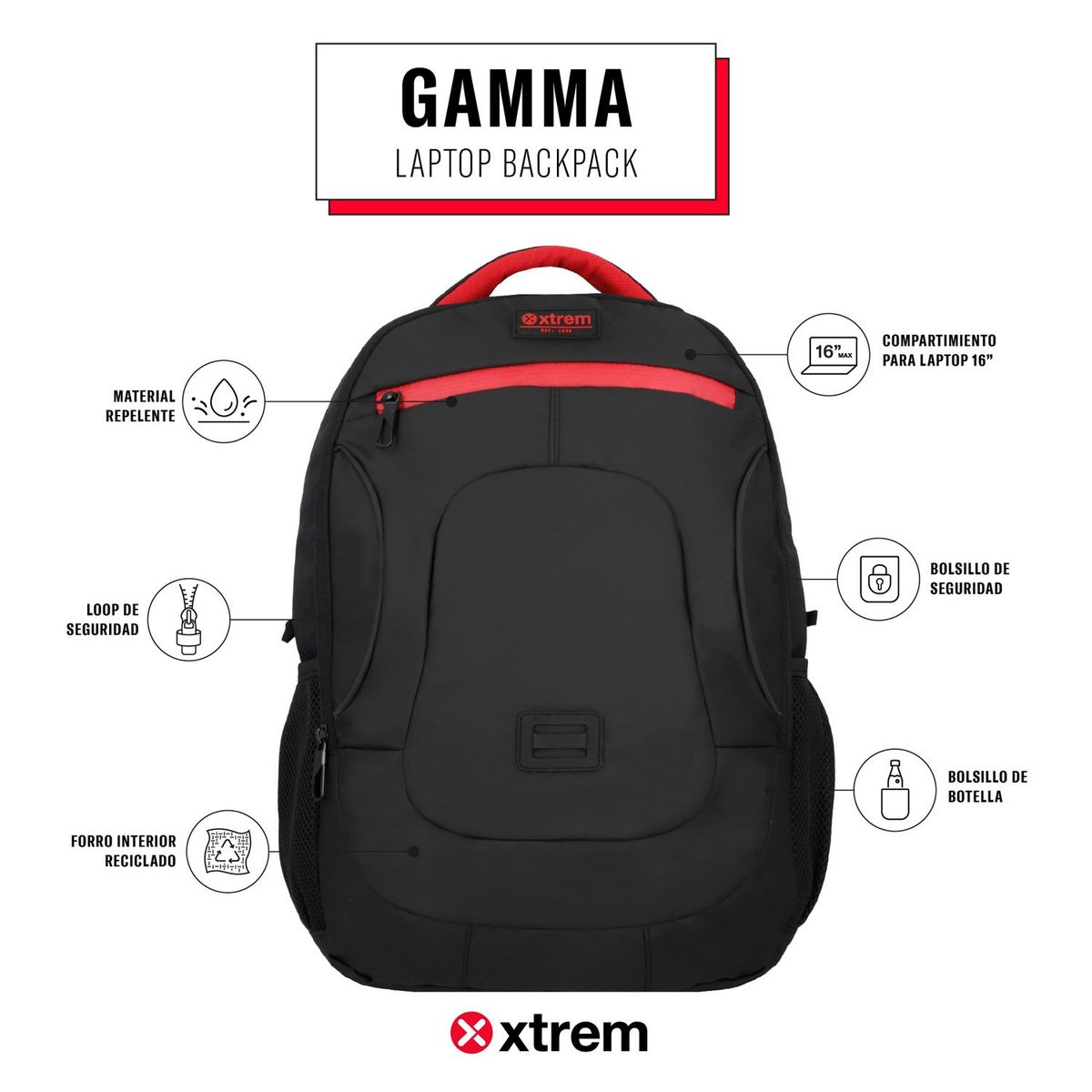 XTREM - Mochila Notebook  Gamma 5Xt 16" Xtrem