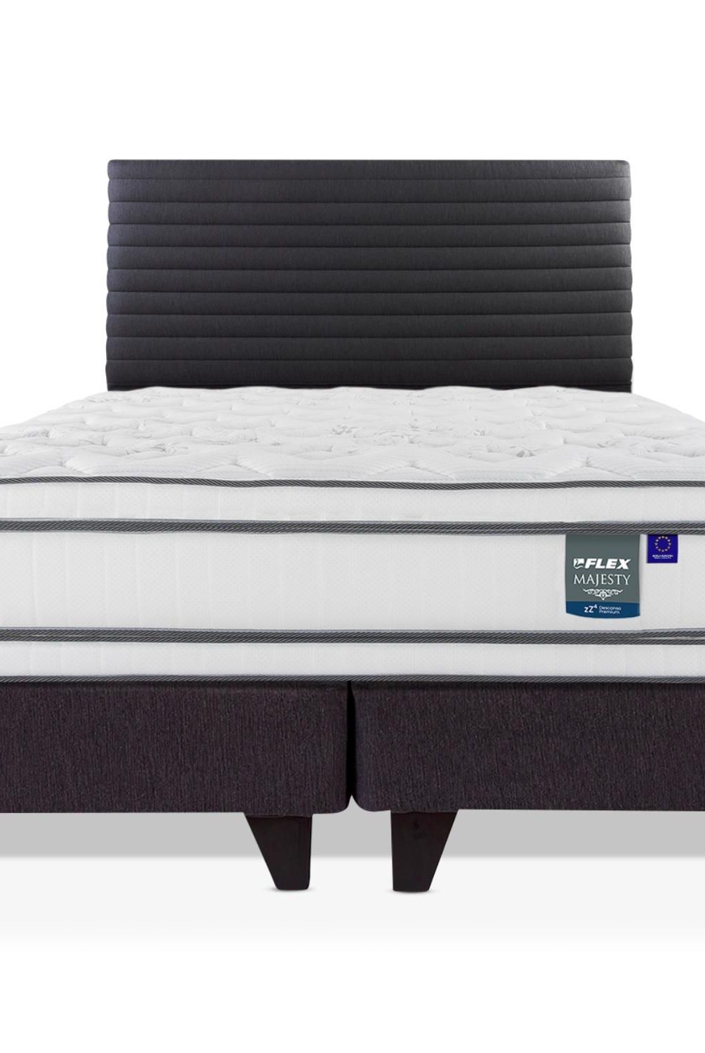FLEX - Cama Europea Grafito Majesty King + Respaldo Modern Flex