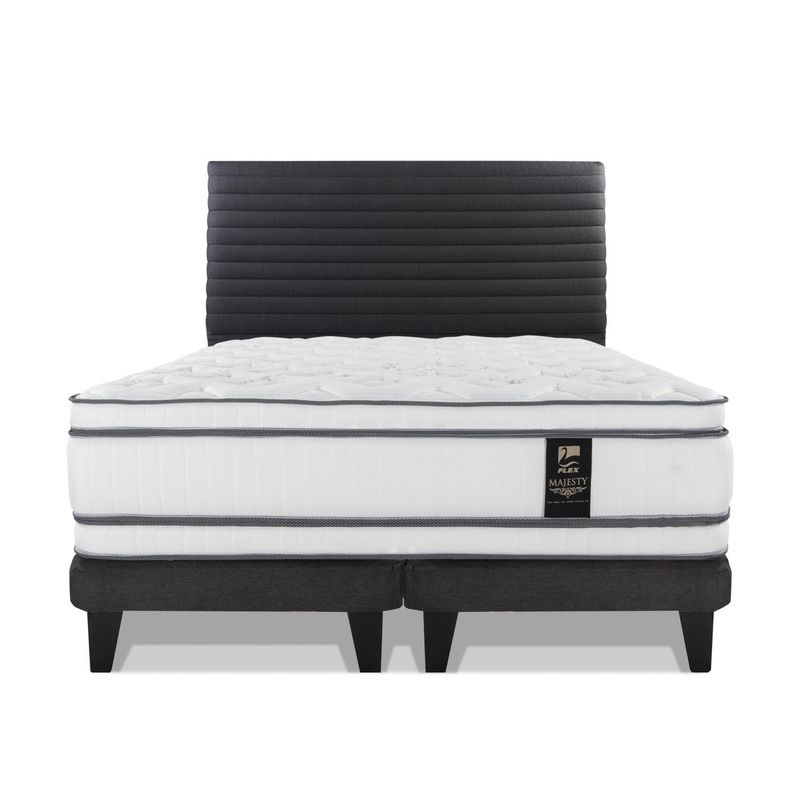 FLEX - Cama Europea Grafito Majesty King + Respaldo Modern Flex
