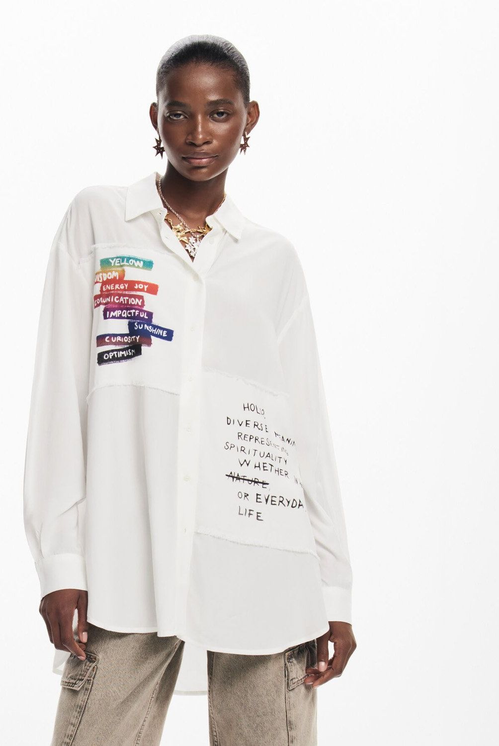 DESIGUAL - Blusa Estampado Letras Mujer Desigual