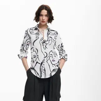 DESIGUAL - Blusa Estampado Caras Mujer
