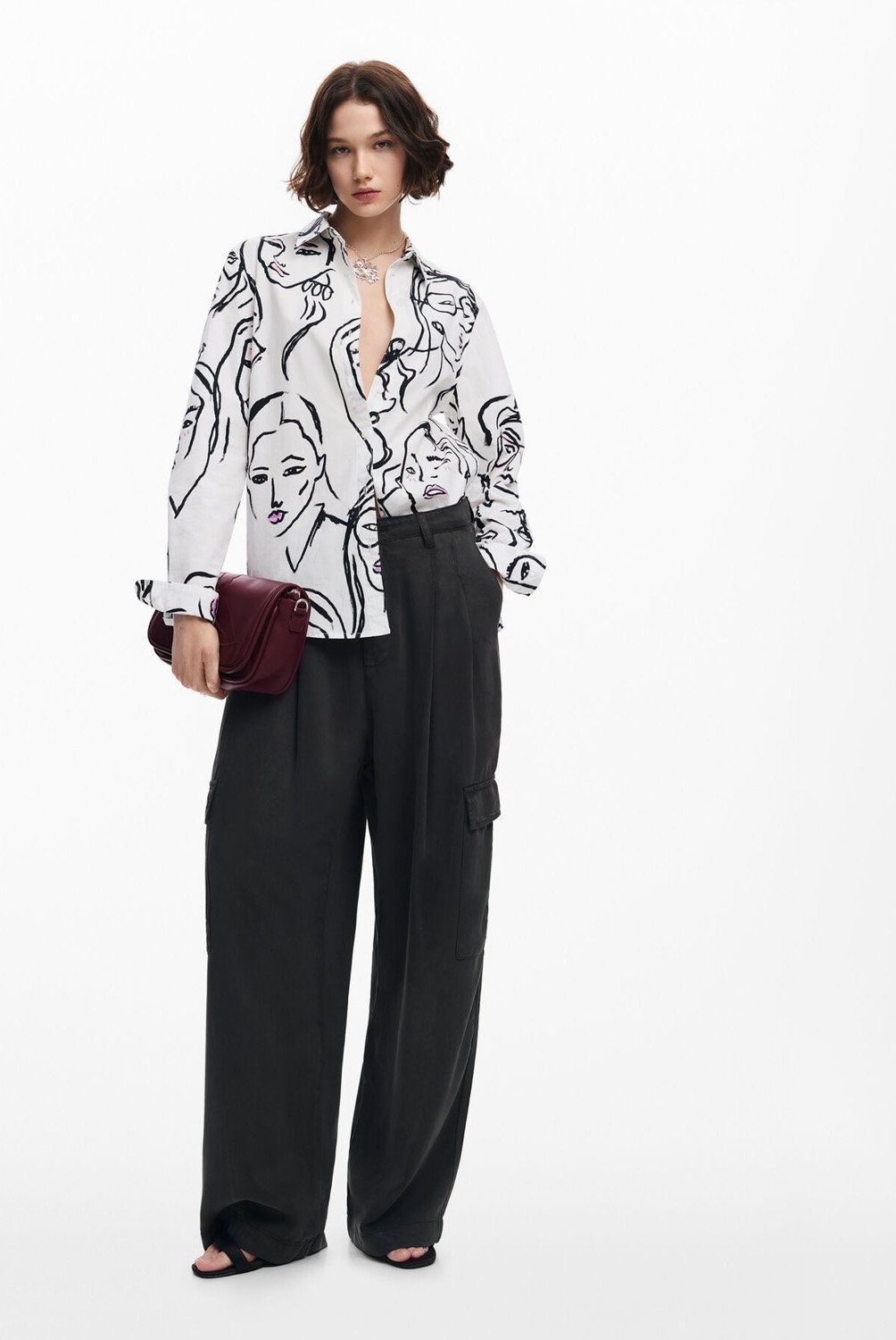 DESIGUAL - Blusa Estampado Caras Mujer Desigual