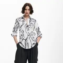 DESIGUAL - Blusa Estampado Caras Mujer