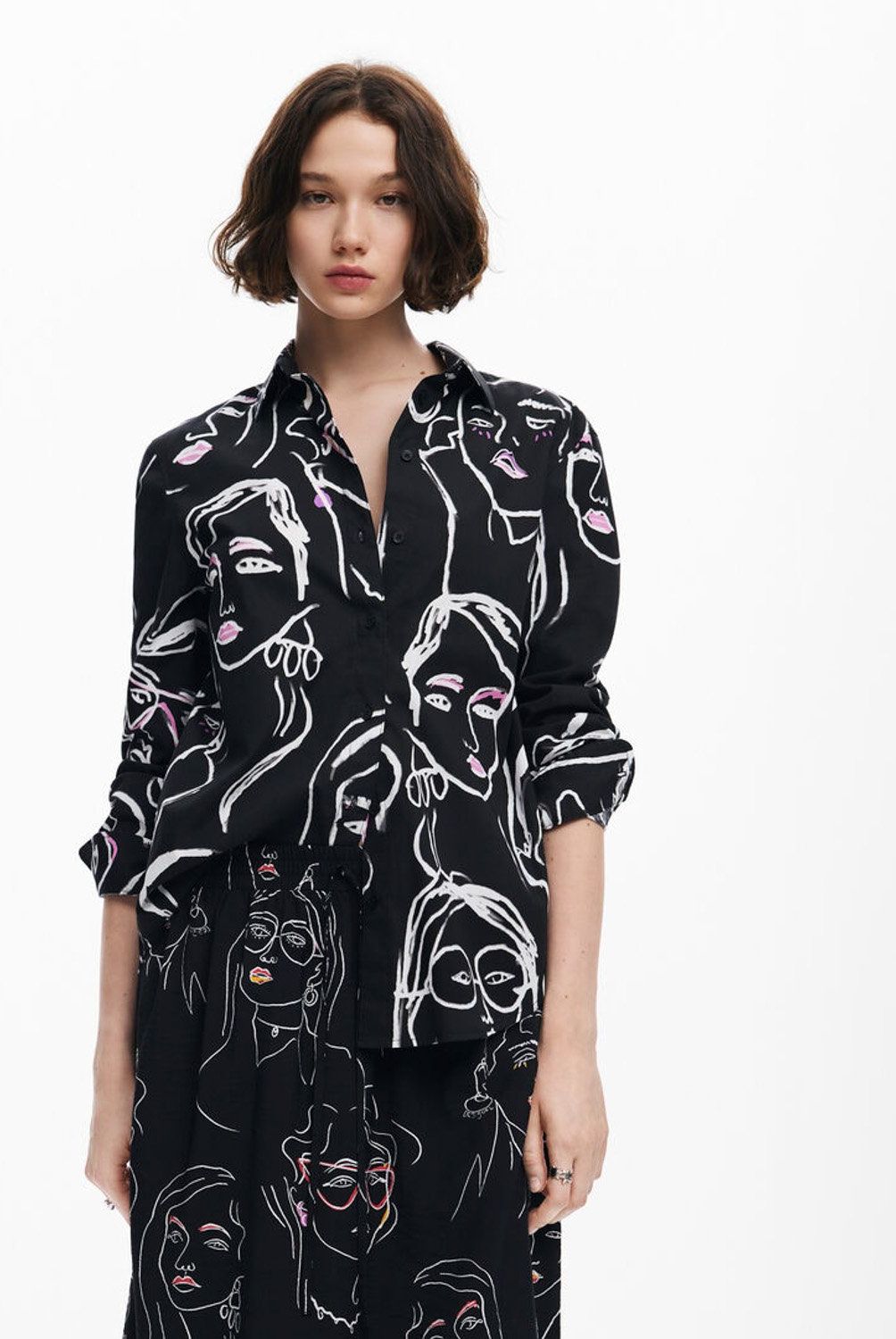 DESIGUAL - Blusa Estampado Caras Mujer Desigual