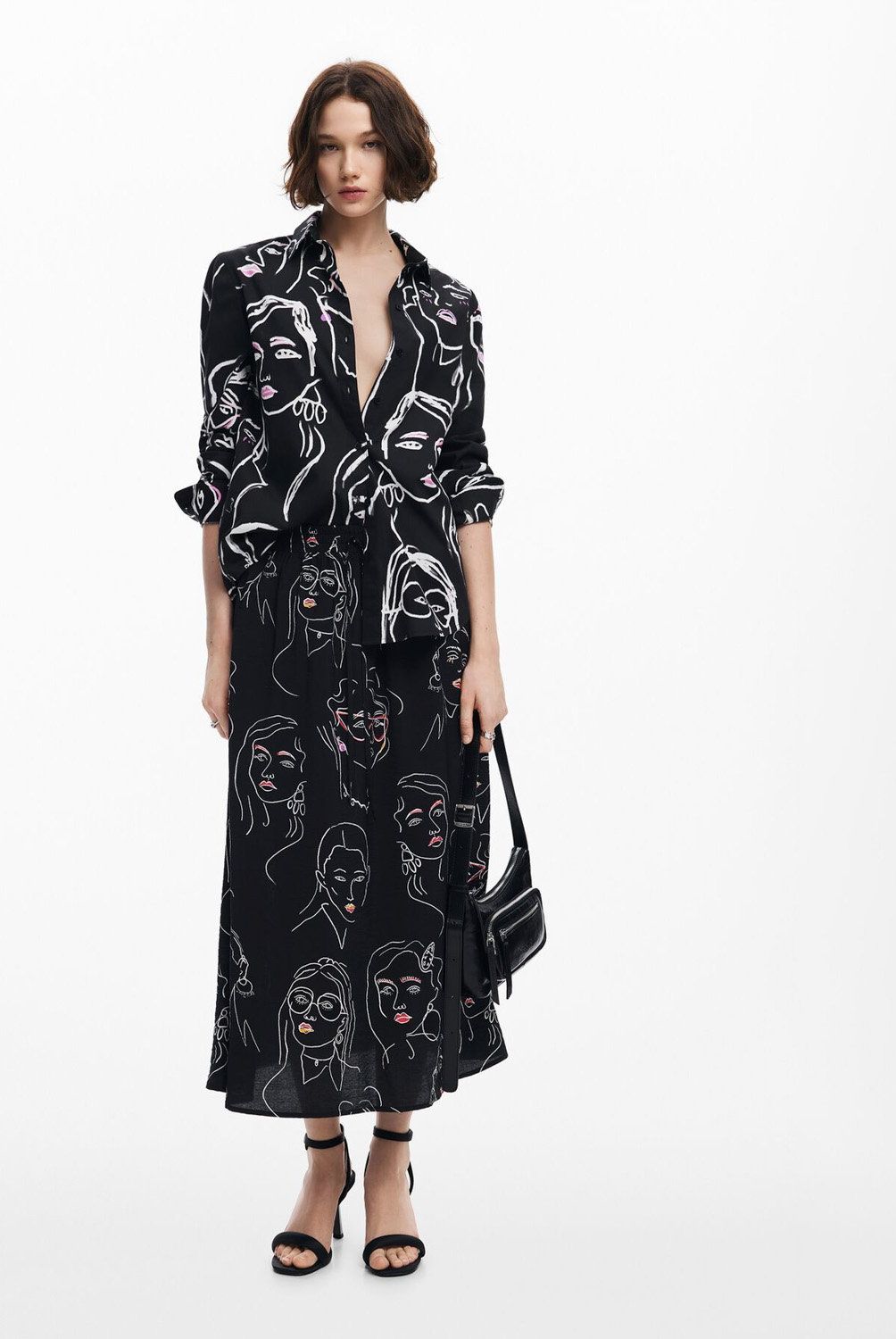 DESIGUAL - Blusa Estampado Caras Mujer Desigual