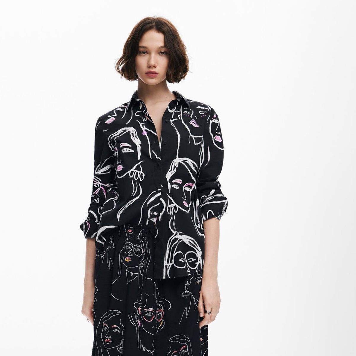 DESIGUAL - Blusa Estampado Caras Mujer Desigual