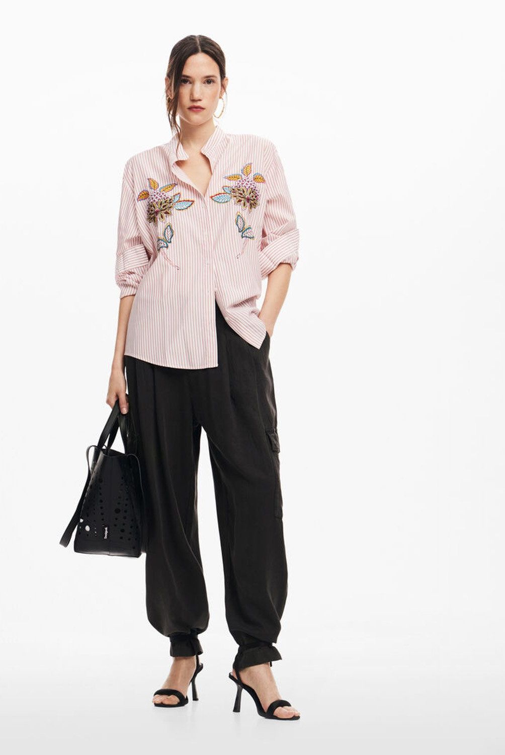 DESIGUAL - Blusa Rayas Flores Mujer Desigual