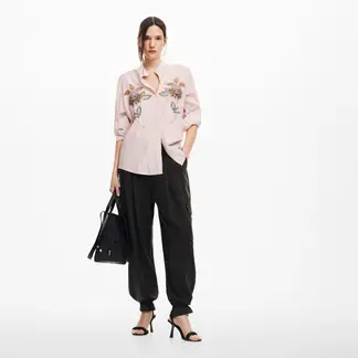 DESIGUAL - Blusa Rayas Flores Mujer