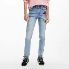 DESIGUAL - Pantalón Vaquero Rosa Mujer