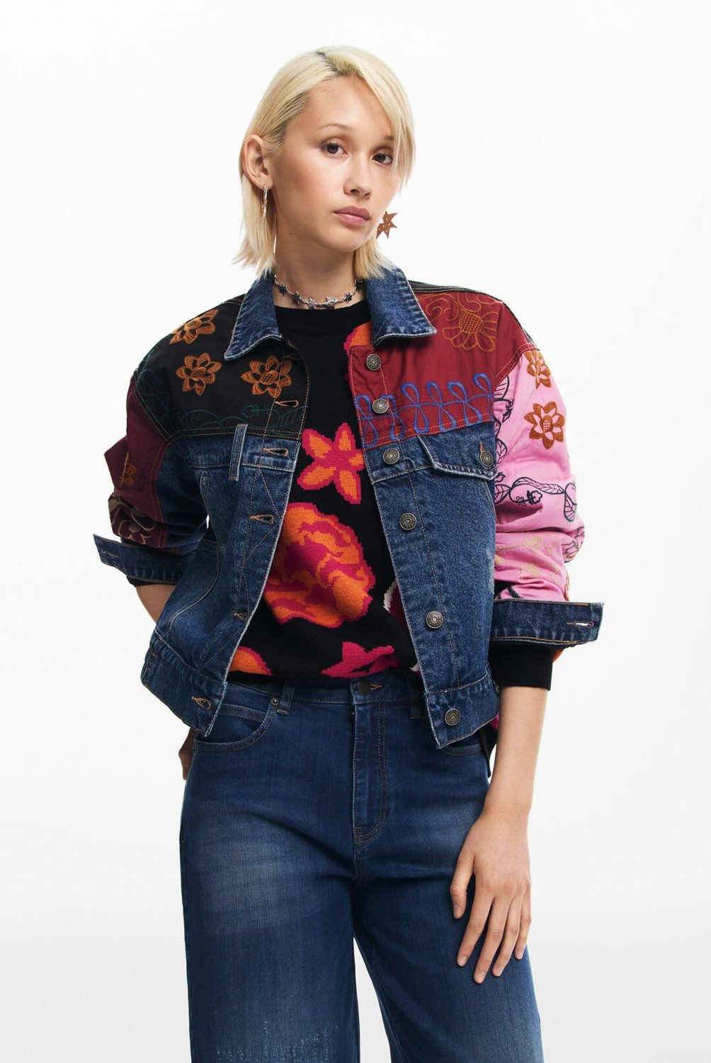 DESIGUAL - Chaqueta Denim Patchwork Mujer Desigual