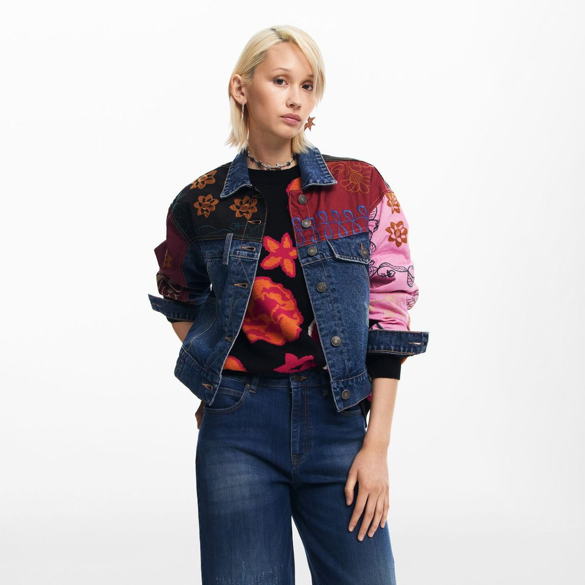 DESIGUAL - Chaqueta Denim Patchwork Mujer Desigual