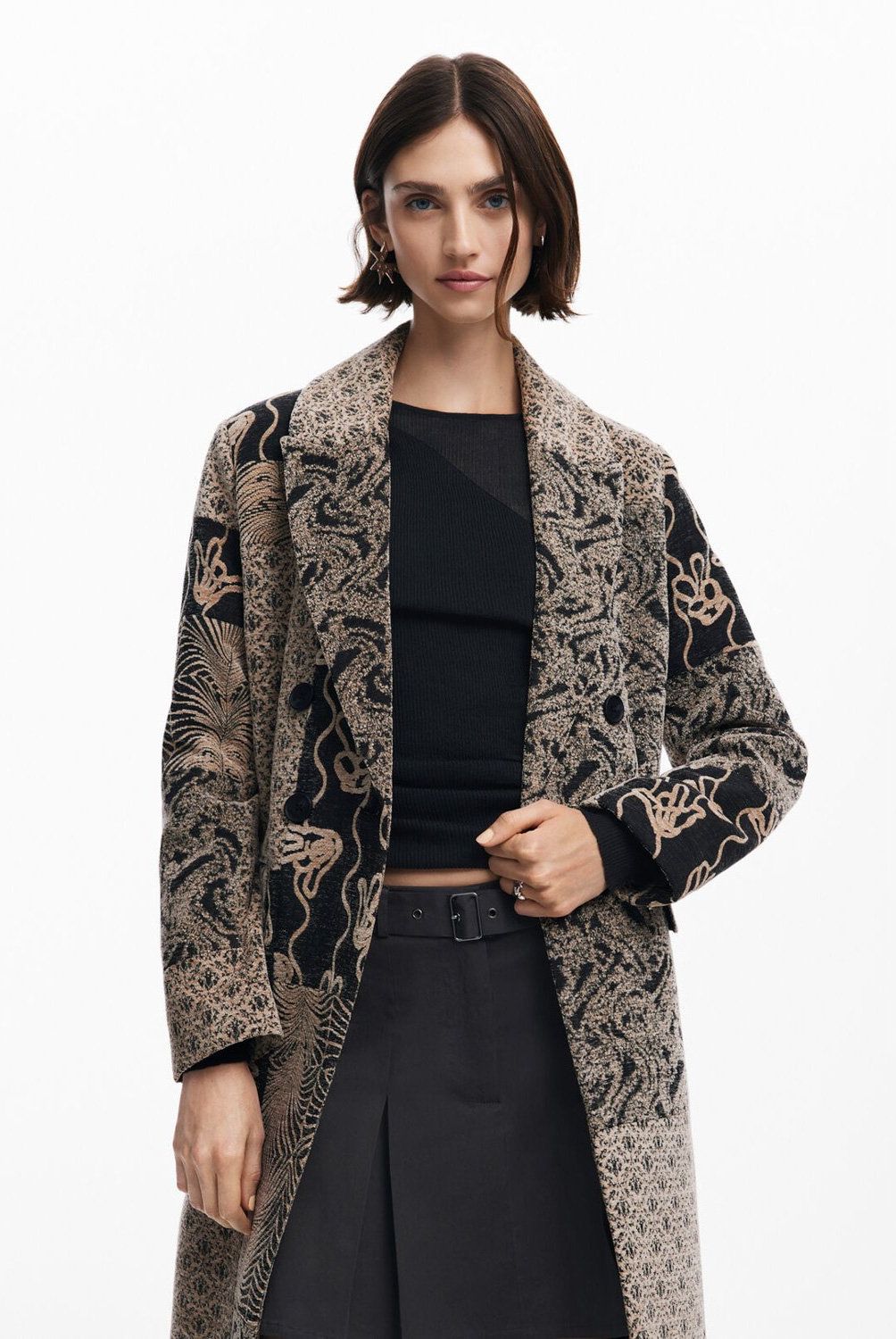 DESIGUAL - Abrigo Largo Patch Mujer Desigual