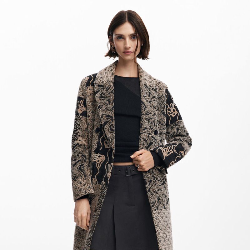 DESIGUAL - Abrigo Largo Patch Mujer Desigual
