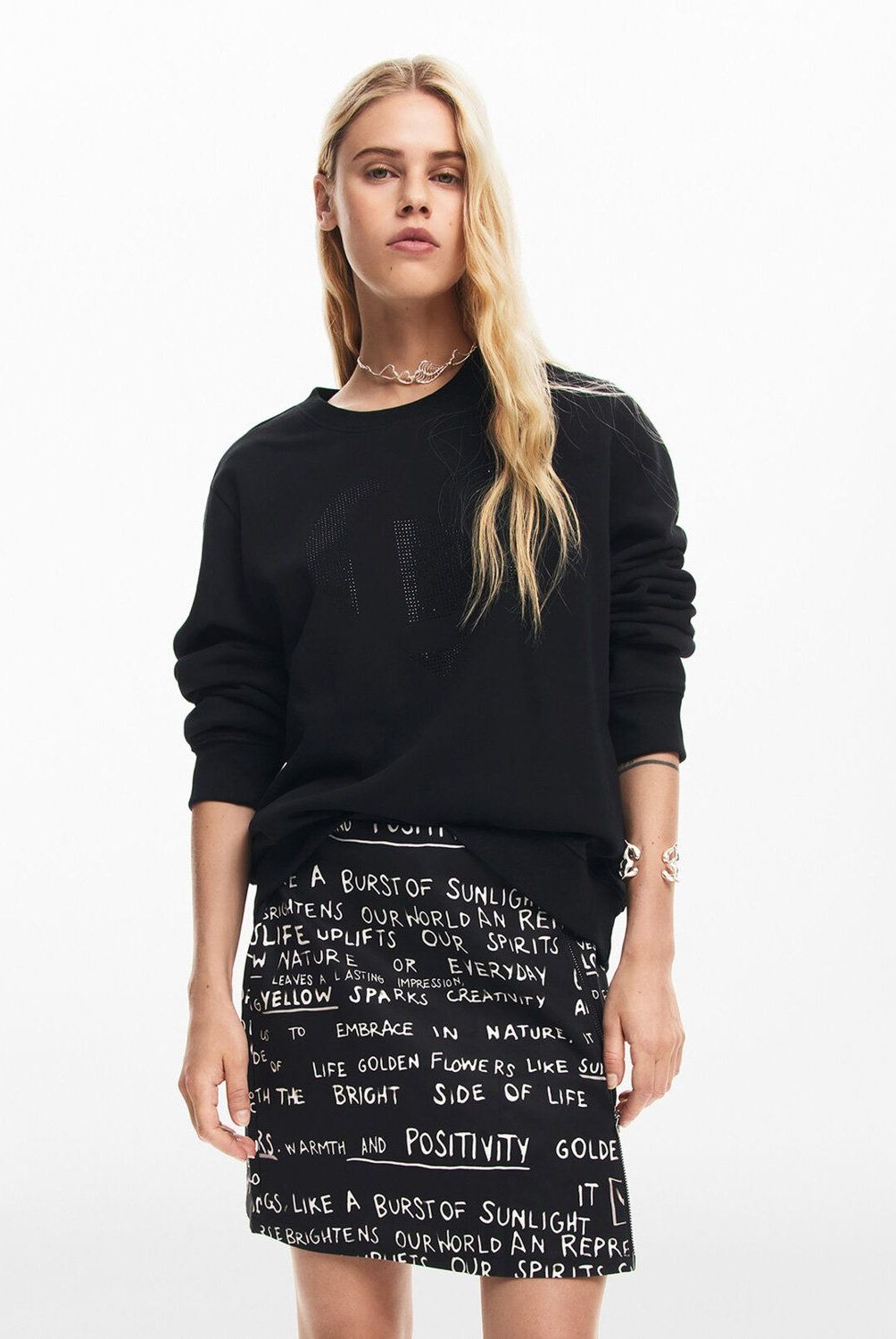 DESIGUAL - Minifalda Estampado Frases Mujer Desigual