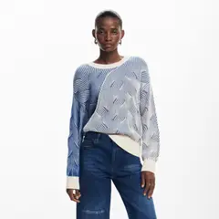 DESIGUAL - Sweater De Punto Bicolor Mujer