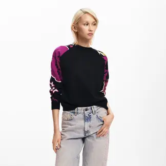 DESIGUAL - Sweater Mangas Flores Mujer