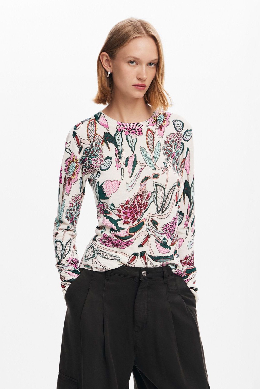DESIGUAL - Sweater Detalles Flores Mujer Desigual