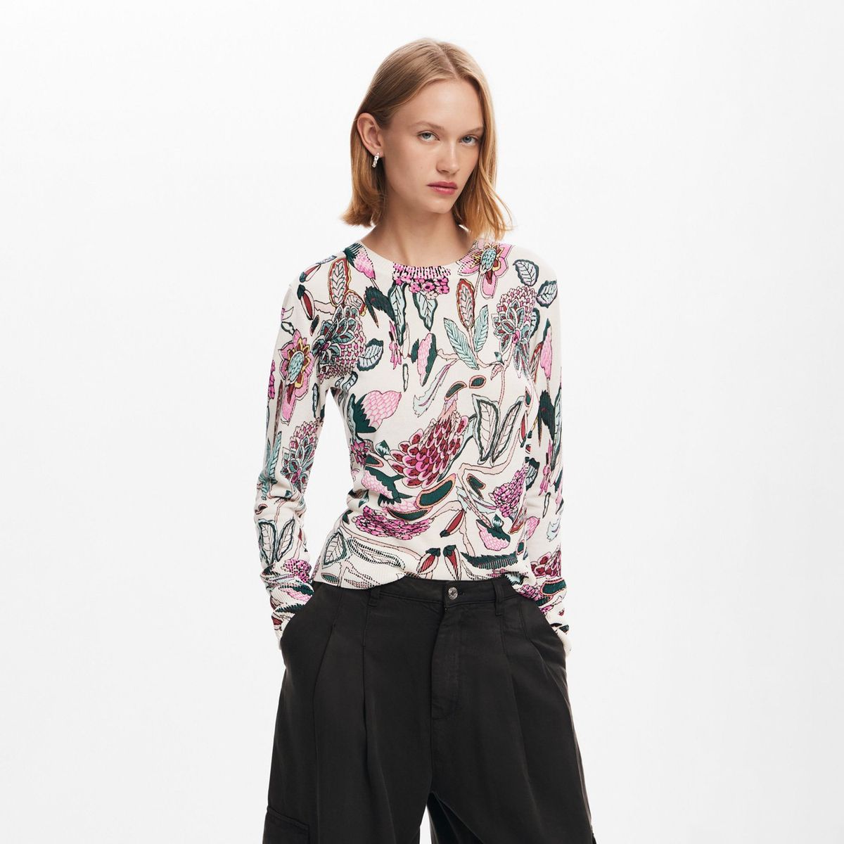 DESIGUAL - Sweater Detalles Flores Mujer Desigual