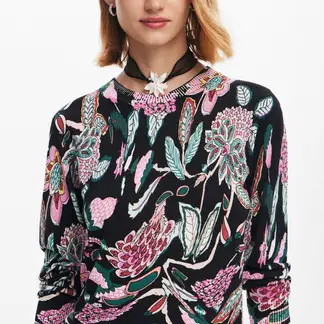 DESIGUAL - Sweater De Punto Dibujos Botánicos Mujer