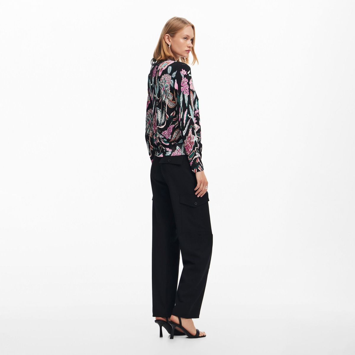 DESIGUAL - Sweater De Punto Dibujos Botánicos Mujer Desigual