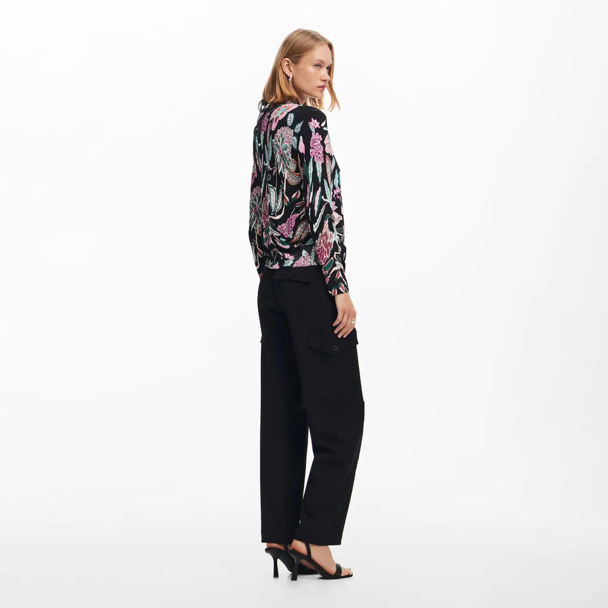 DESIGUAL - Sweater De Punto Dibujos Botánicos Mujer Desigual