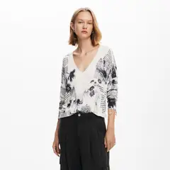 DESIGUAL - Sweater De Punto Estampado Textos Mujer