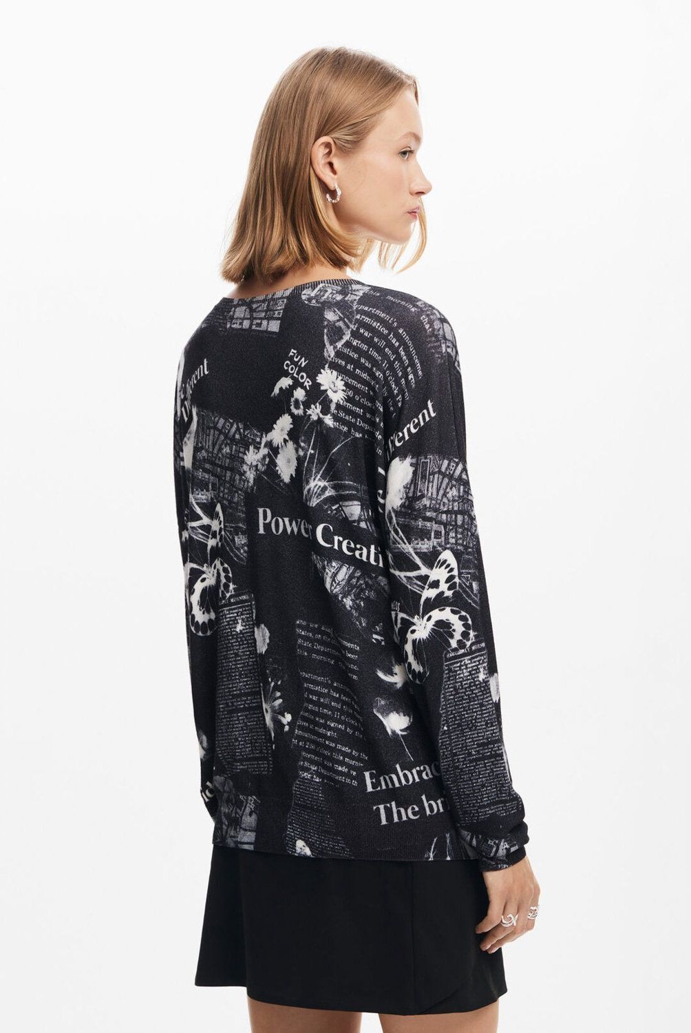DESIGUAL - Sweater Estampado Periódico Mujer Desigual