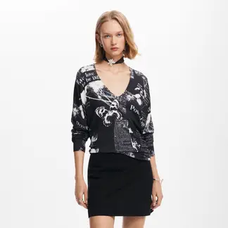 DESIGUAL - Sweater Estampado Periódico Mujer