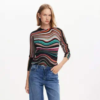 DESIGUAL - Sweater Rayas Onduladas Mujer