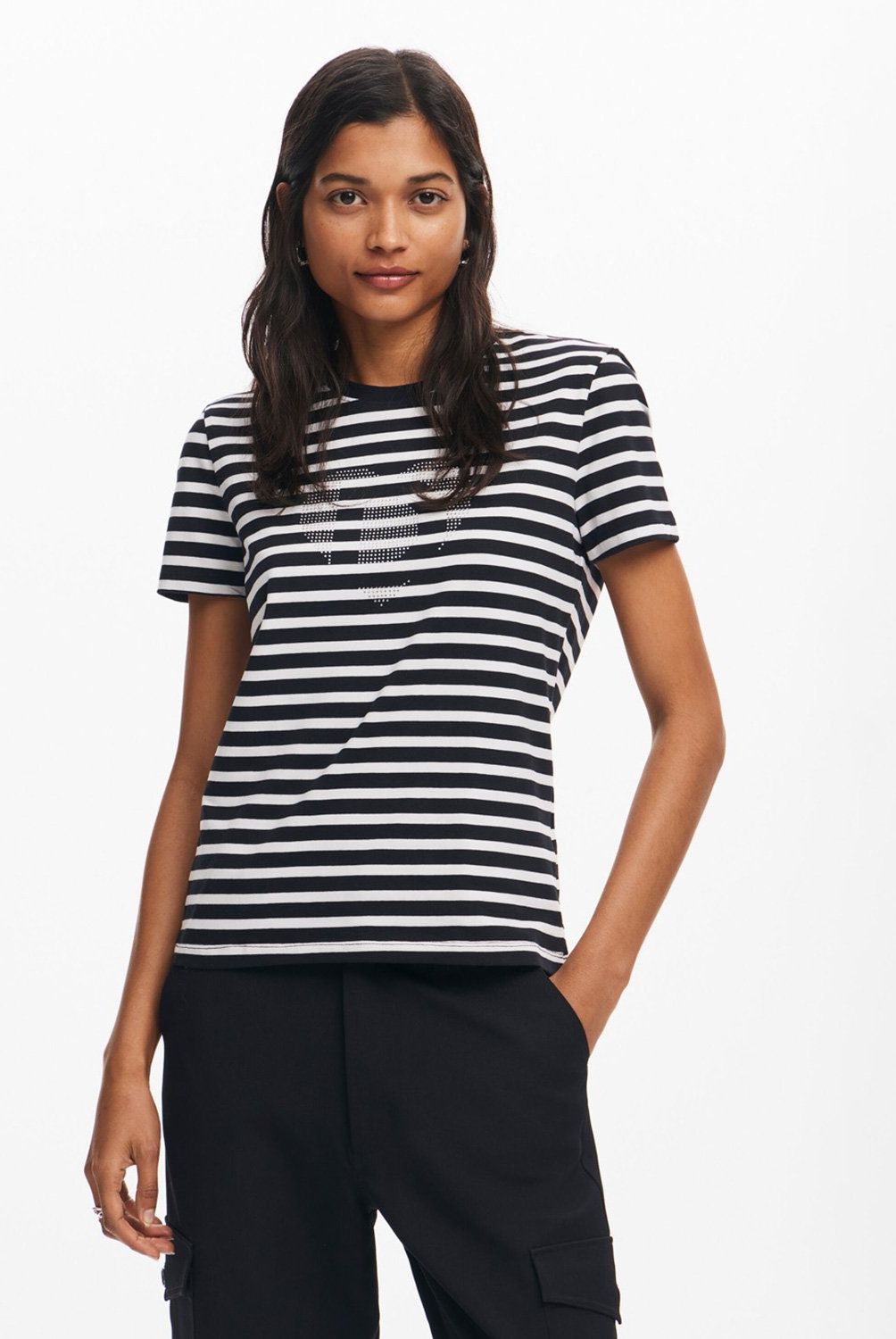 DESIGUAL - Polera Rayas Corazón Mujer Desigual