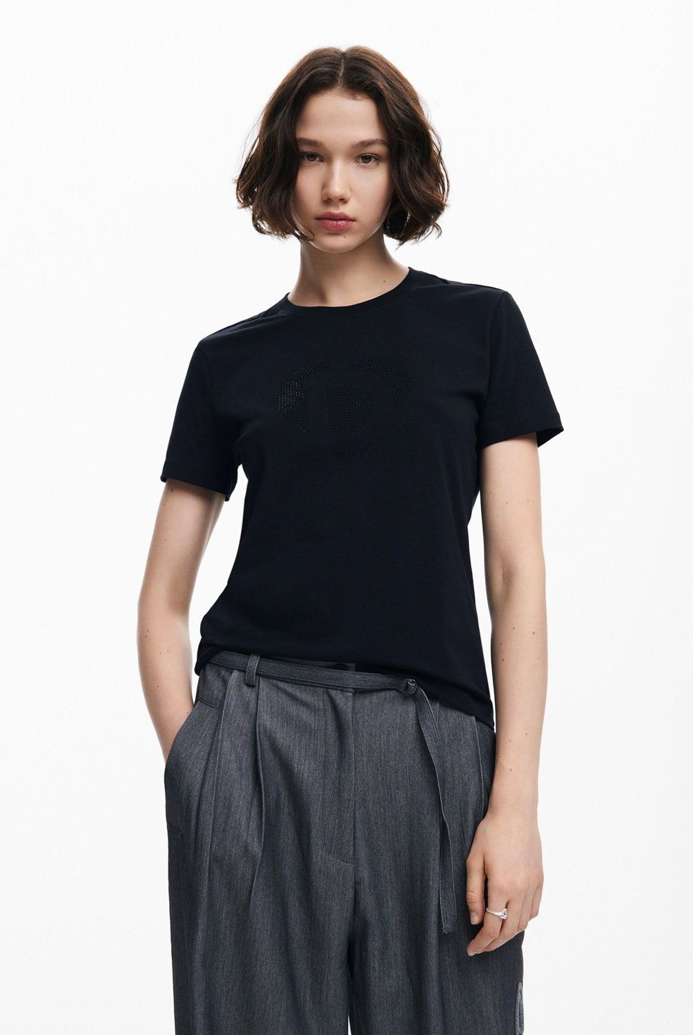 DESIGUAL - Polera Imagotipo Strass Mujer Desigual