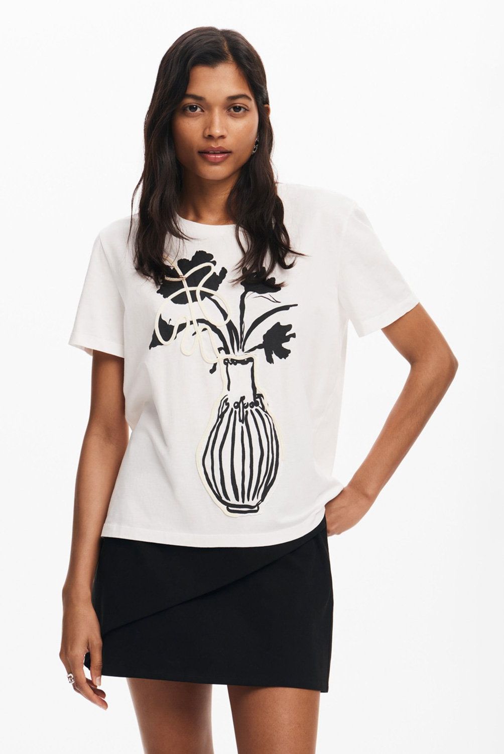 DESIGUAL - Polera Lisa Jarrón Mujer Desigual