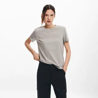 DESIGUAL - Polera Logotipo Strass Mujer