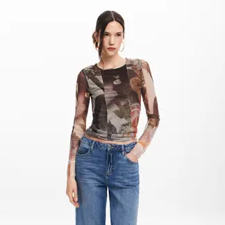 DESIGUAL - Polera Estampado Flores Mujer