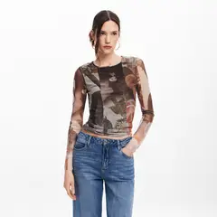 DESIGUAL - Polera Estampado Flores Mujer