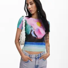 DESIGUAL - Polera Paisaje Difuminado Mujer