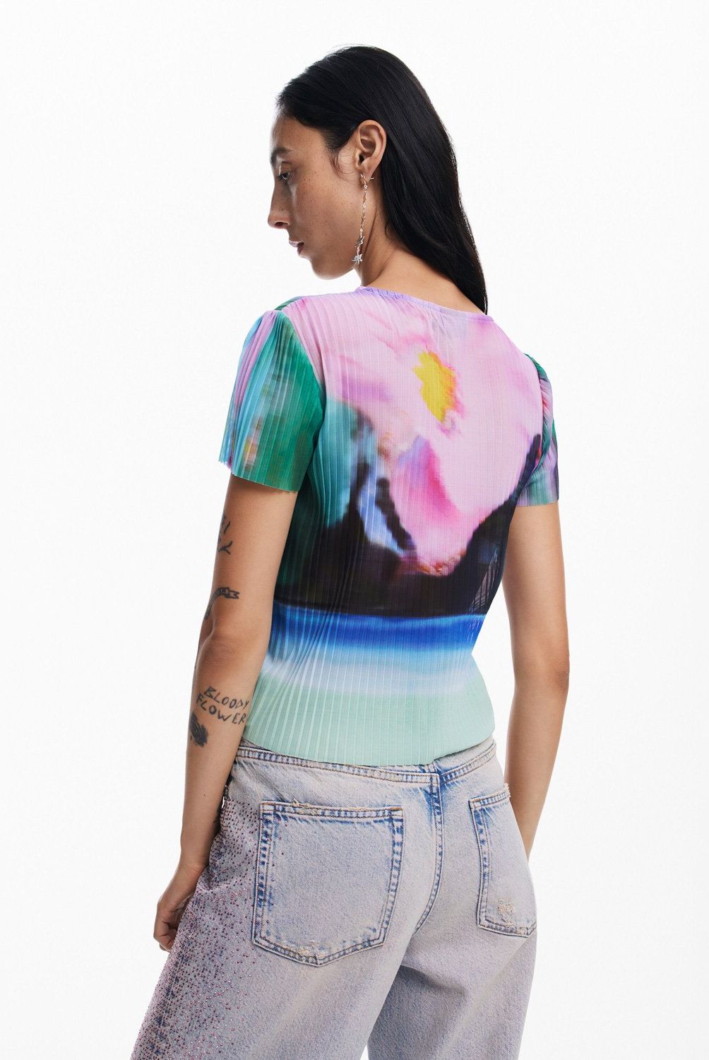 DESIGUAL - Polera Paisaje Difuminado Mujer Desigual