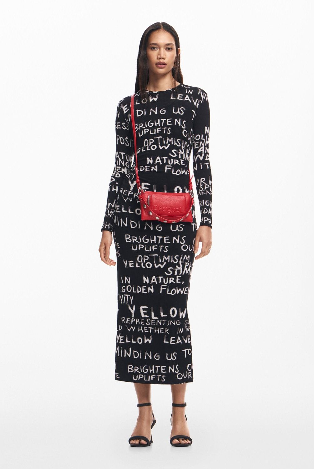 DESIGUAL - Vestido Midi Frases Mujer Desigual