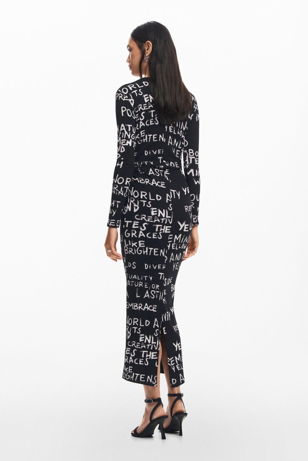 DESIGUAL - Vestido Midi Frases Mujer Desigual