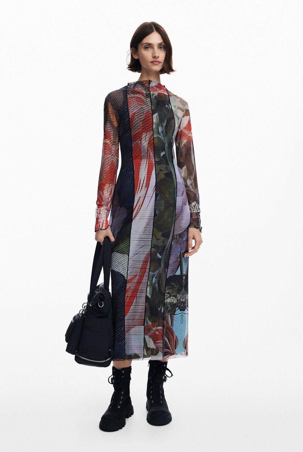 DESIGUAL - Vestido Midi Tul Estampado Mujer Desigual