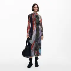 DESIGUAL - Vestido Midi Tul Estampado Mujer